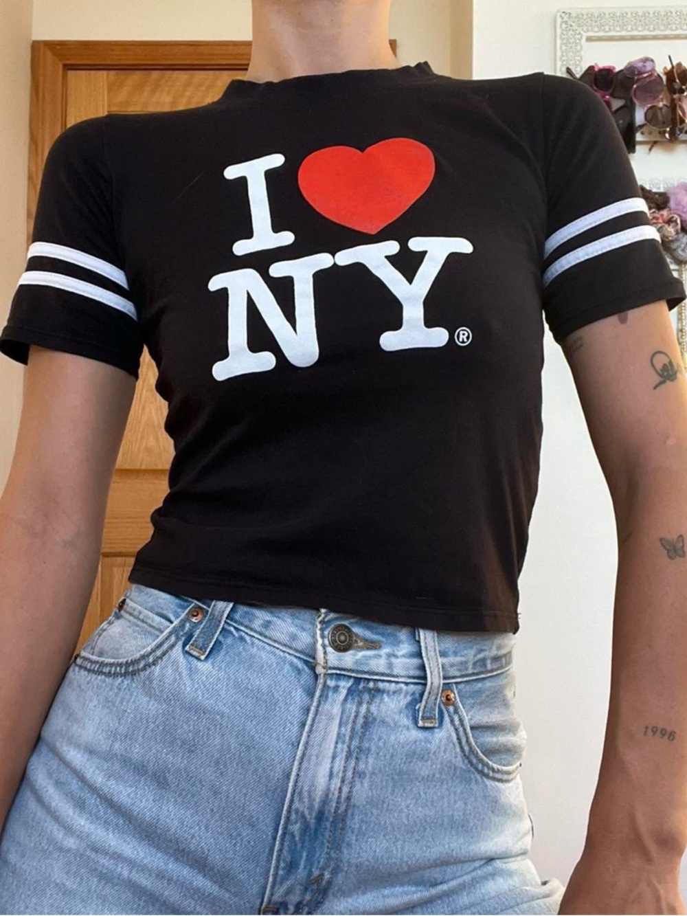Vintage I Love NY Black Graphic Baby Tee Shirt